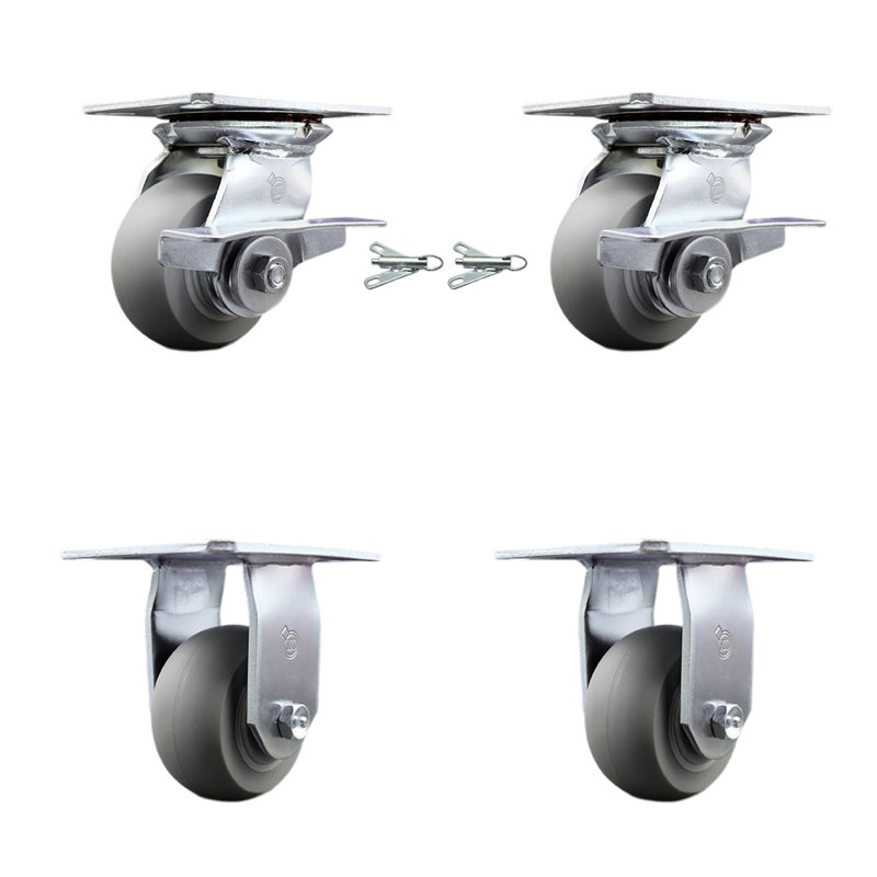 4 Piece Thermoplastic Rubber Caster Set