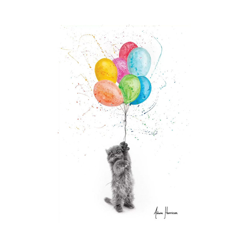 The Naughty Kitten And The Balloons by Ashvin Harrison - Wrapped Canvas Print, 101.6 cm H x 66.04 cm W x 1.91 cm D