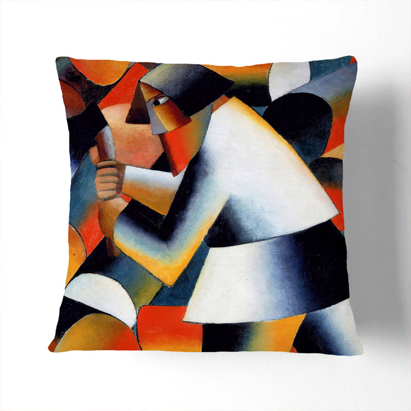The Woodcutter Abstract Scatter Cushion with Filling, 40cm H x 40cm W x 15cm D, White