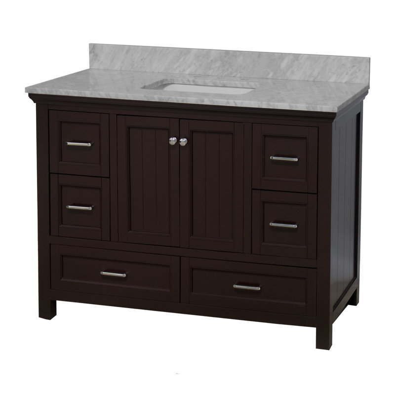 48'' Single Bathroom Vanity with Carrara Marble Top, Chocolate