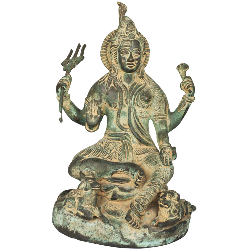 Handmade Stainless Steel Statue Decorative Object, Antique Green