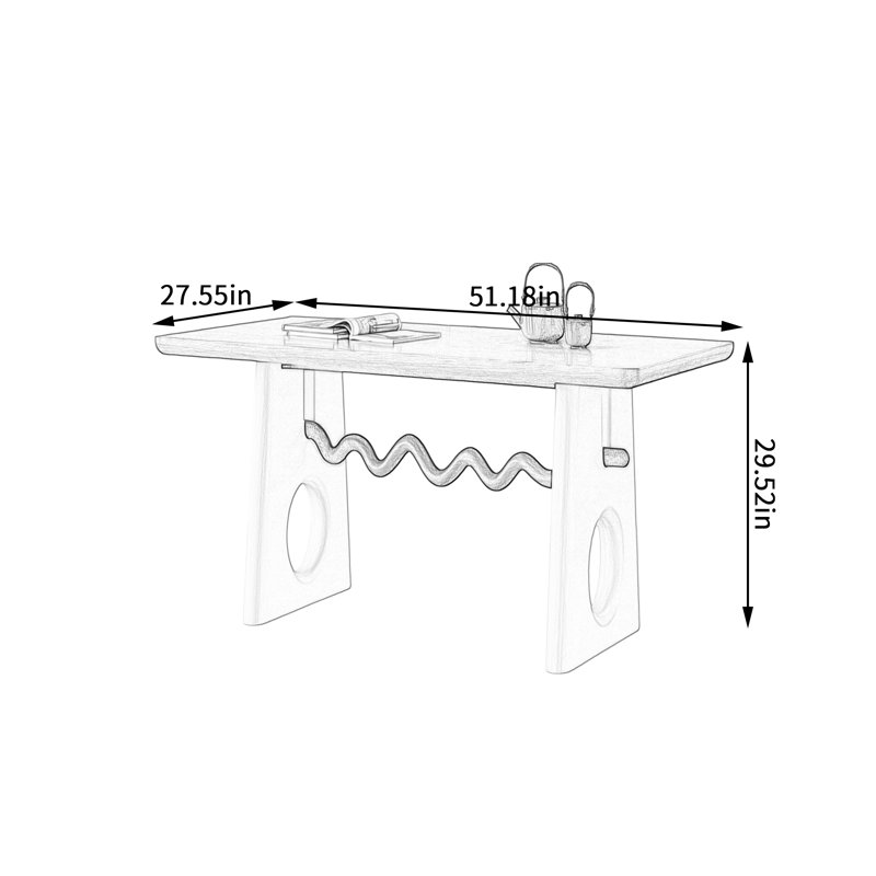 Bureau rectangulaire multifonctionnel de forme unique, H 29,52 po x l 51,18 po x P 27,55 po