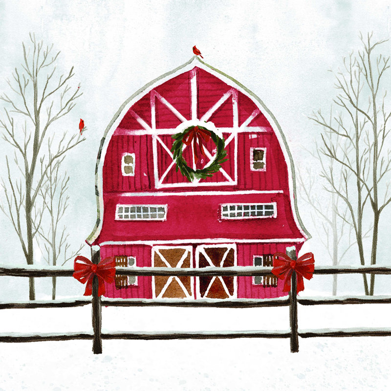 Red Barn - reproduction sur toile tendue, H 12 po x l 12 po