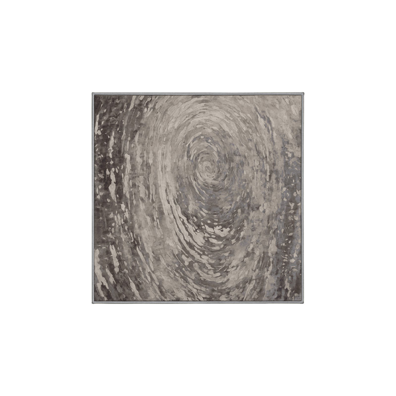Machine Washable Gray Area Rug, Square 7'