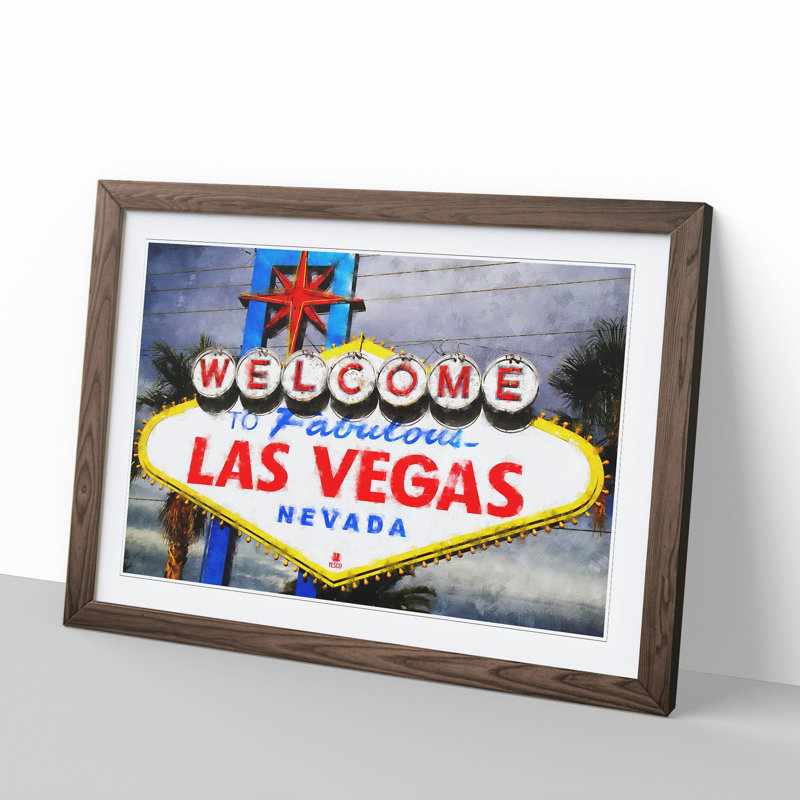Las Vegas Sign Vol.2 - Picture Frame Painting, 36cm H x 48cm W x 2cm D, Walnut Framed