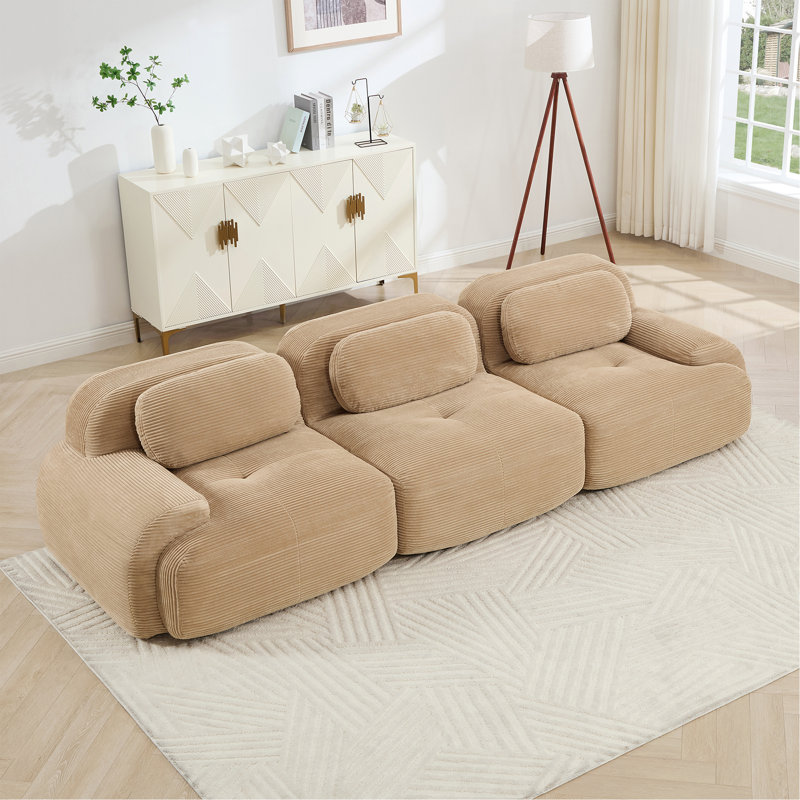 Canapé 3 places Premiumcorduroy, H 27,5 po x l 116,1 po x P 40,5 po, Chameau, 3