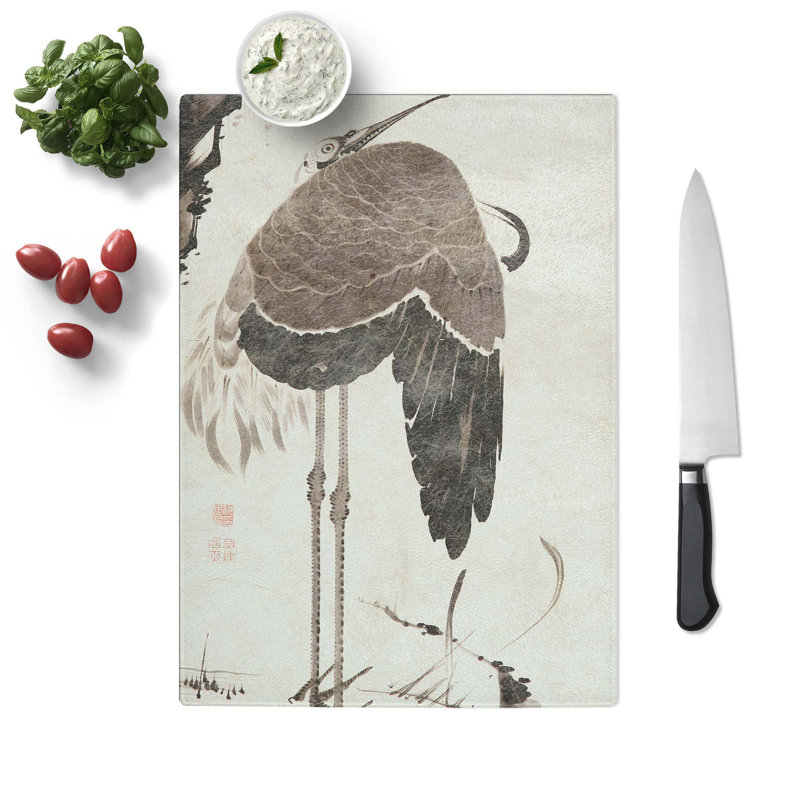 Tempered Glass Crane Chopping Board, 20 cm W x 28.5 cm L