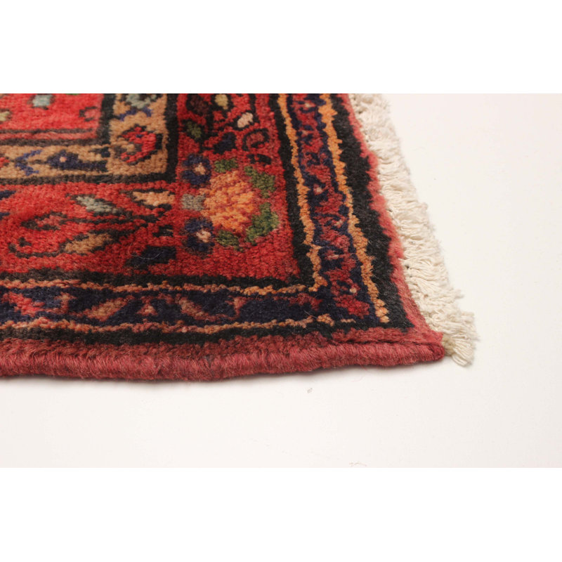 Tapis rouge en laine noué à la main 3 pi 7 po x 13 pi 0 po Andelz