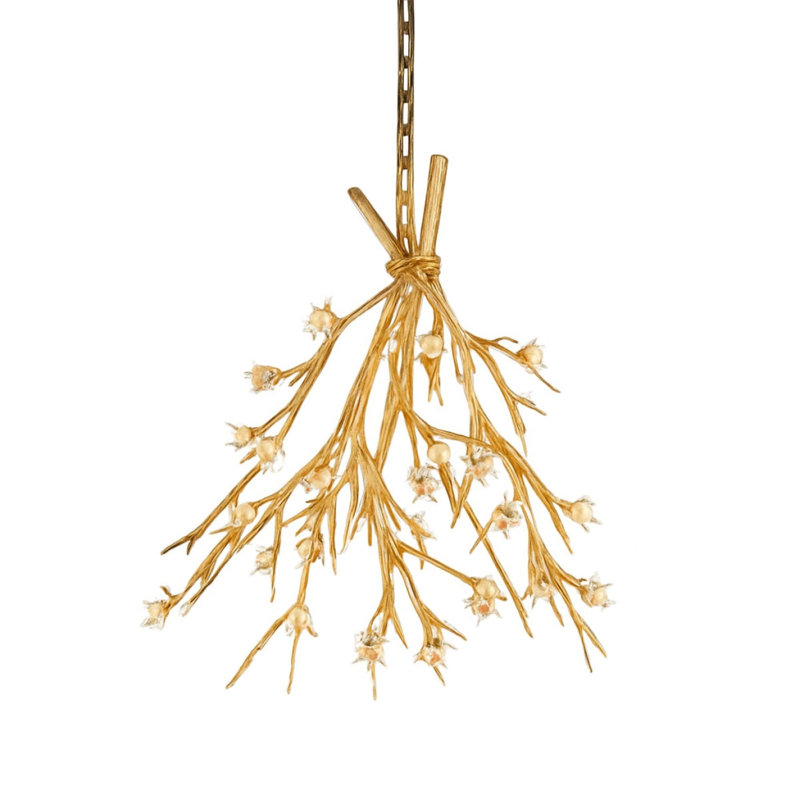 Lustre unique organique à 36 lumières Organic, H 45 po x l 36 po x P 36 po, Étain, Couleurs mélangées