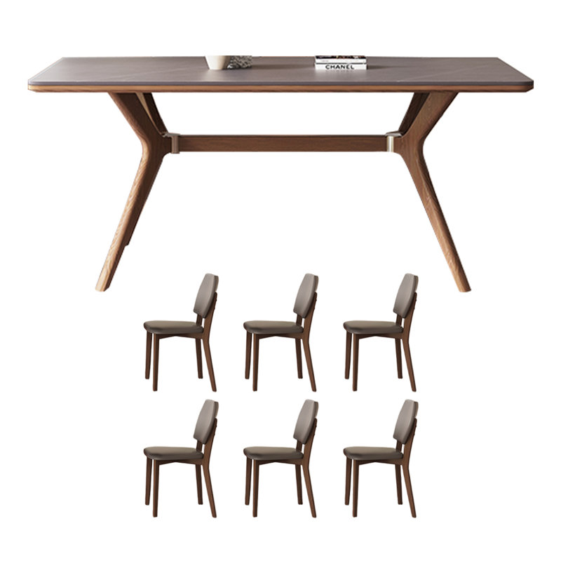 Rectangular rock slab dining table, 29.52"H x 70.86"L x 35.43"W