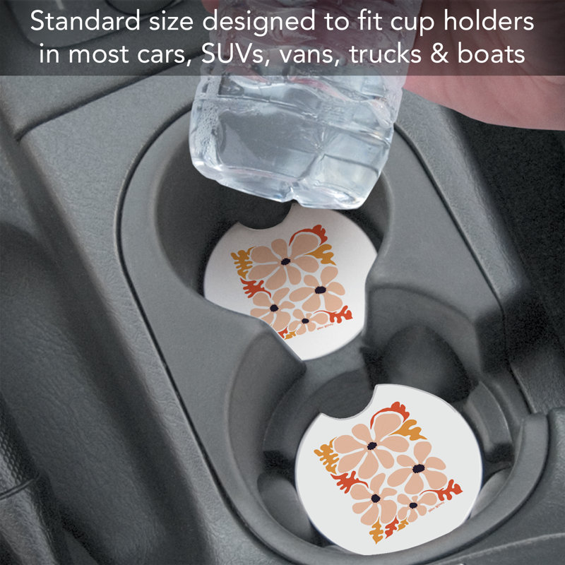 Paquet de 2 sous-verres de voiture à motif floral moderne pêche