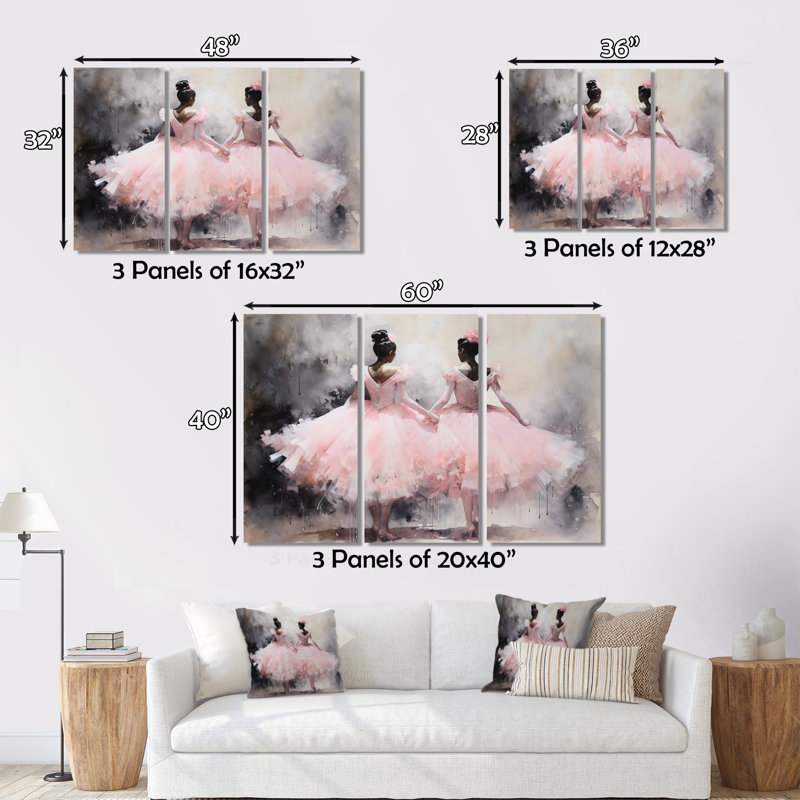 «Pink Ballet Dance I», ensemble de reproductions d'art mural, H 28 po x l 36 po x P 1 po
