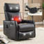 Fauteuil inclinable manuel en faux cuir avec massage à la chaleur et fauteuil pivotant pour le salon-1321658703