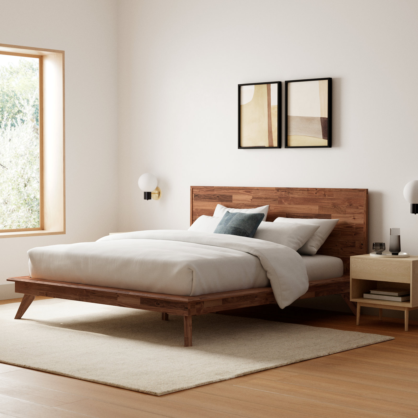 Catrice Upholstered Bed, Walnut, Queen