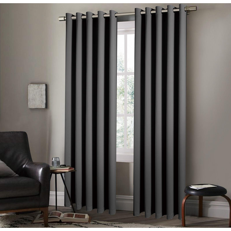 Folkhard Blackout Curtain Pair, Width 229 x Drop 229 cm, Black