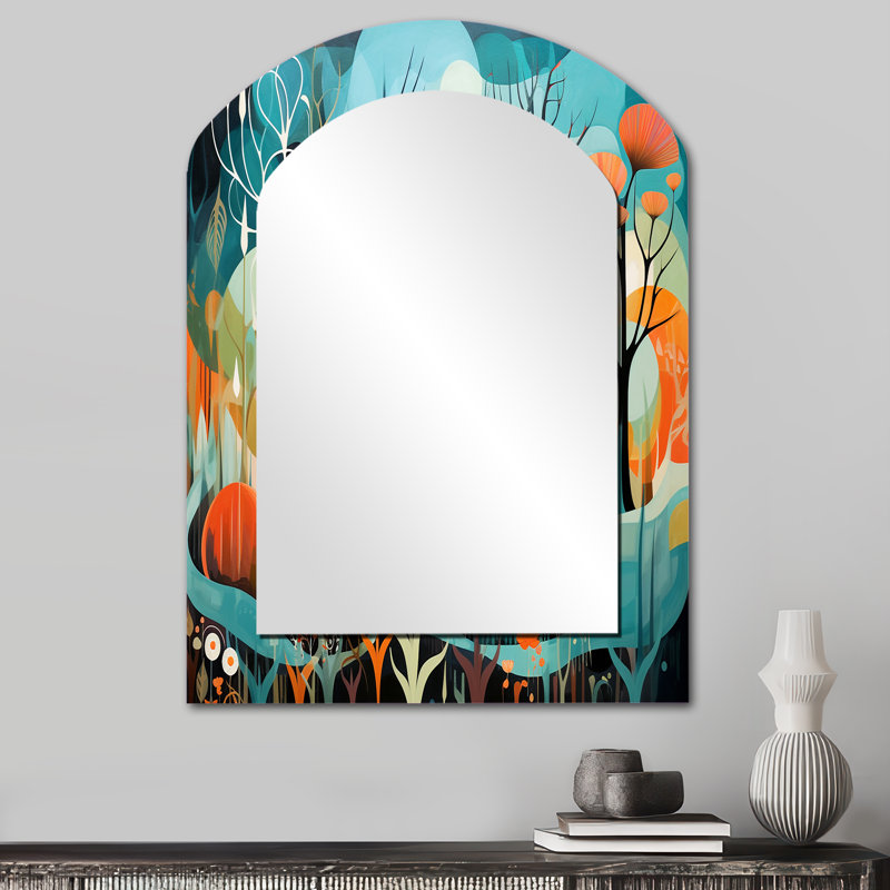 Teal Mid Century Mod Nature - miroir mural moderne arche Midcentury, 34 po x 25 po