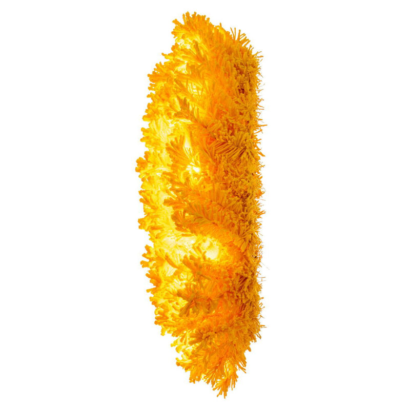 24" Flocked Yellow Artificial Pre-Lit Wreath with 50 Yellow LED Mini Lights