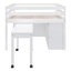 Lit mezzanine avec bureau d'écriture rétractable et 4 tiroirs, lit mezzanine en bois avec bureau portatif latéral et tablettes-854880076-854880075