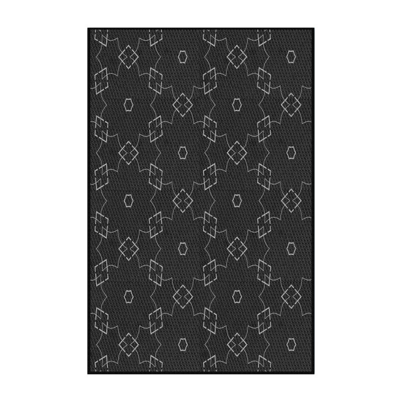 Tapis noir/gris à motifs, Rectangle 8 pi x 10 pi