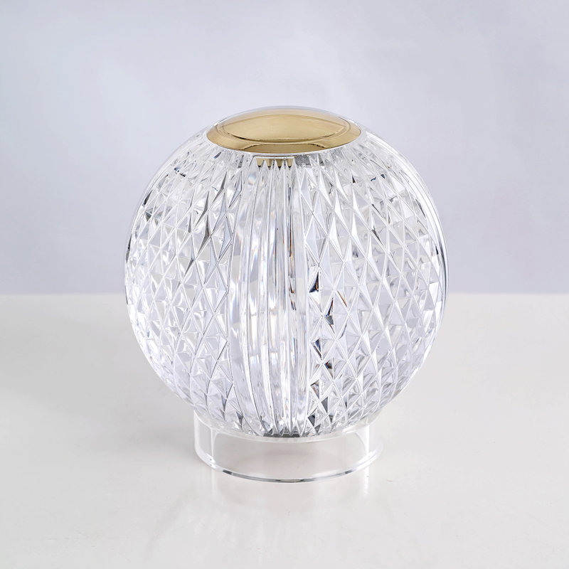 Marni LED Table Lamp, Natural Brass, Clear/Natural Brass, 5" H x 4.38" W x 4.38" D
