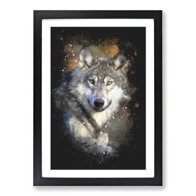 Wolf Vol.2 Paint Splash - Picture Frame Graphic Art, Black, 65cm H x 48cm W x 2cm D
