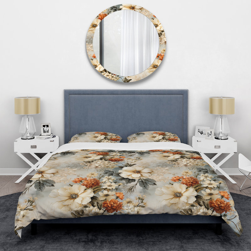 Rustic Victorian Lace Victorian Pattern Floral Duvet Cover, Twin Duvet Cover + 1 Standard Sham