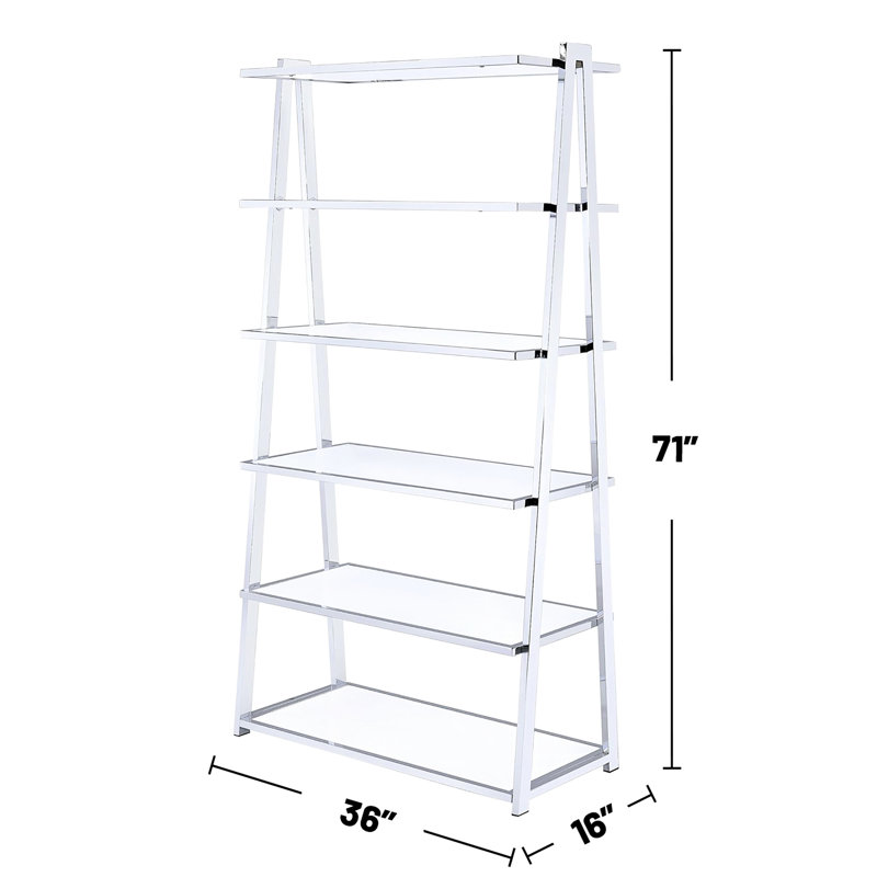 6 Fixed Shelves Rectangular Display Shelf In White And , With Open Back Panel For Stylish Display, 35.15 Product Depth, 16.39 Width, 69.61 Height Bookcase Panel, Great Showcasing Books Or