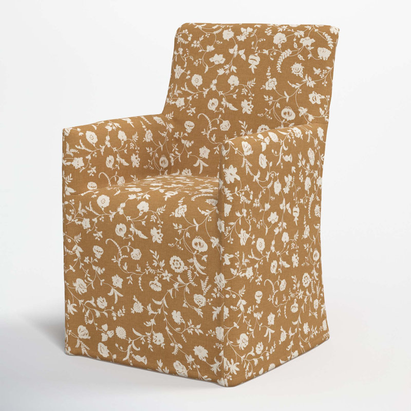 Ivanka 20'' H Cotton Upholstered Armchair, Robina Floral Ochre