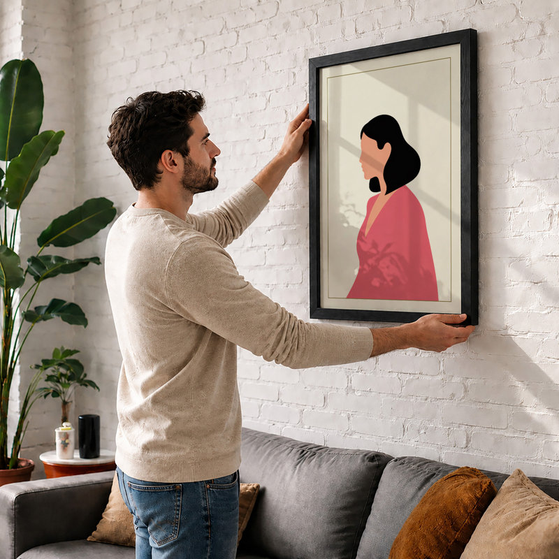 Woman In Profile Minimalist - Print, A4 - 29.7 x 21.0 cm, White
