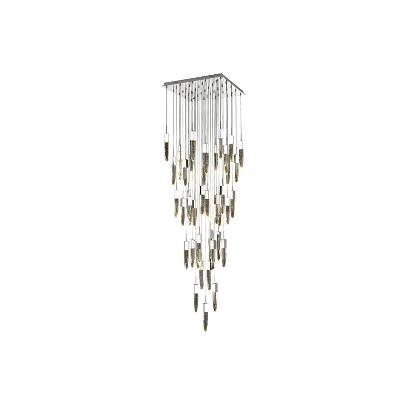 Lustre cascade à 41 lumières Aspen, Chrome