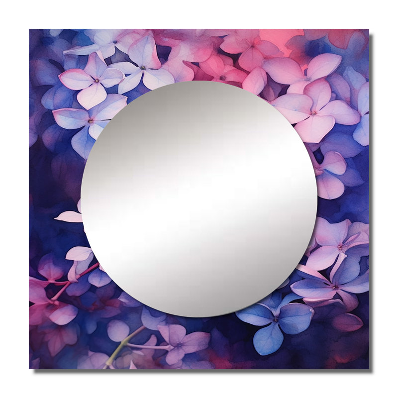 Arnya - Miroir carré floral rose et lilas, 36 po x 36 po