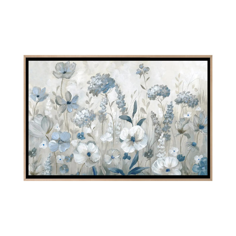Cool Blue Field - reproduction d'art murale encadrée, Beige, H 32 po x l 48 po, Reproduction encadrée sans passe-partout