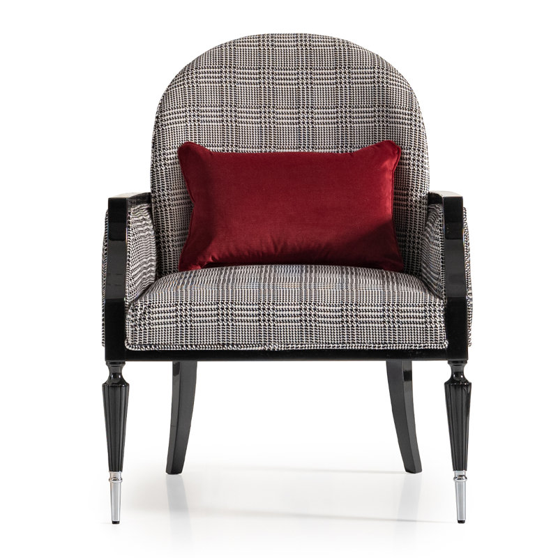 Fauteuil La Francaise, Velours noir / blanc