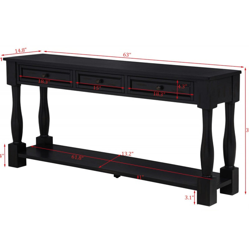 Console rectangulaire en bois de 160 cm de long avec tiroirs et tablette, idéale pour une entrée, style méditerranéen de qualité, assemblage requis.