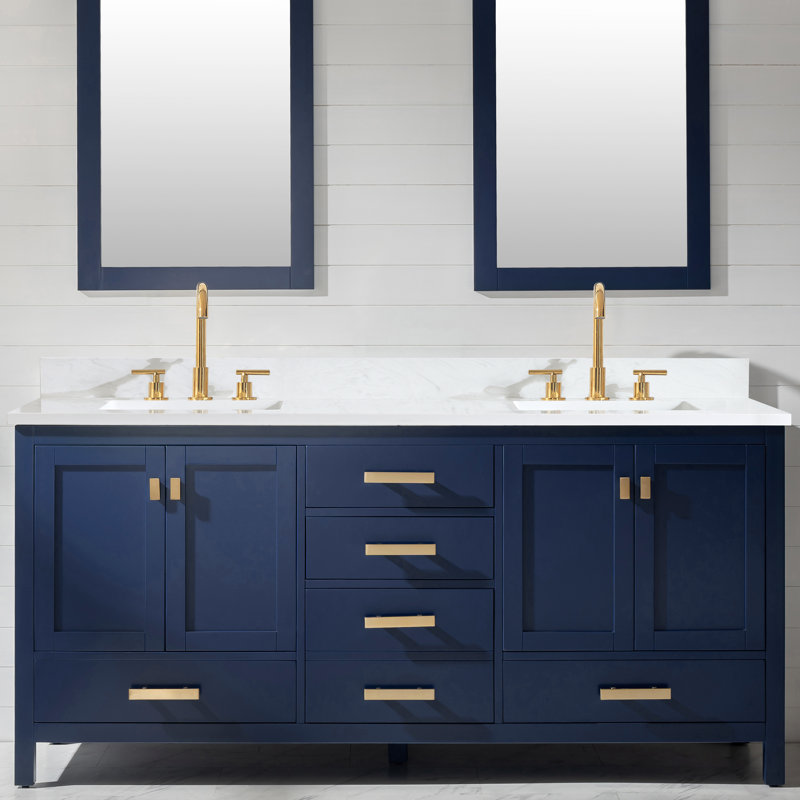 Ensemble de meuble-lavabo double 72 po Oberlander, Bleu