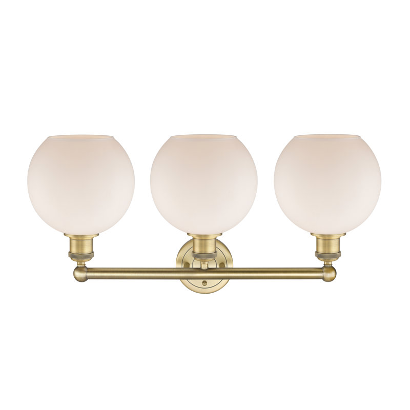 Ellington 3 - Light Dimmable Vanity Light, Brushed Brass, Matte White
