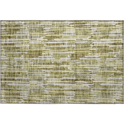 Premium Machine Washable Tweedy Olive Rug