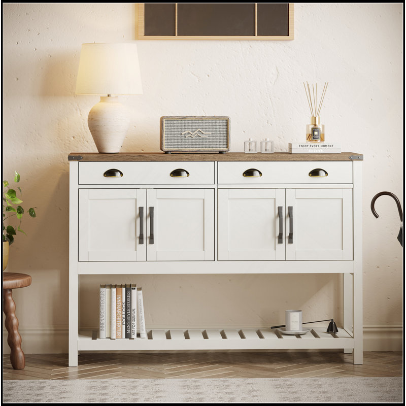 Armoire de rangement 47 po Modern Farmhouse, Blanc doux