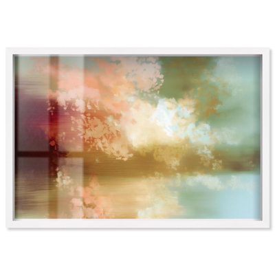 Art mural bohème moderne Crimson Haze II par Art Remedy, cadre blanc, 36 x 24