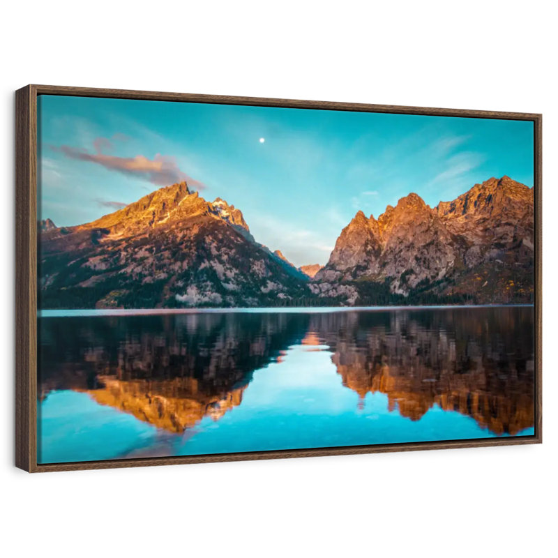 Jenny Lake Grand Teton, Cadre flottant en noyer, 43 po x 29 po