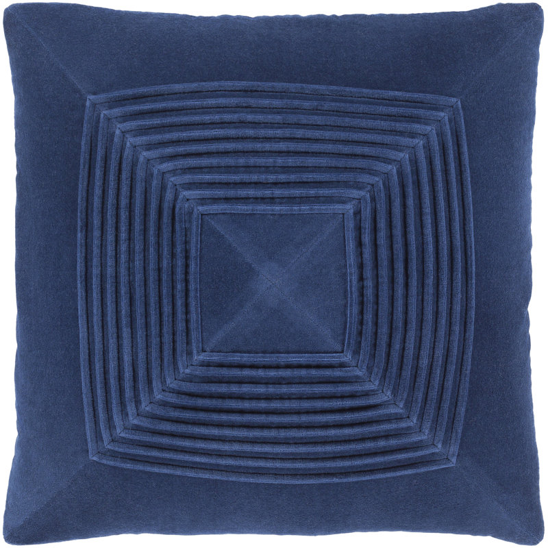 Akira Textured Cotton Pillow Cover, No Fill, Navy, 22" x 22"