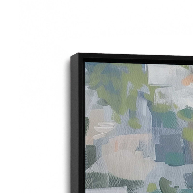 Ensemble de 2 impressions Coastal Village Glow, Cadre flottant noir satiné, 30 po x 20 po