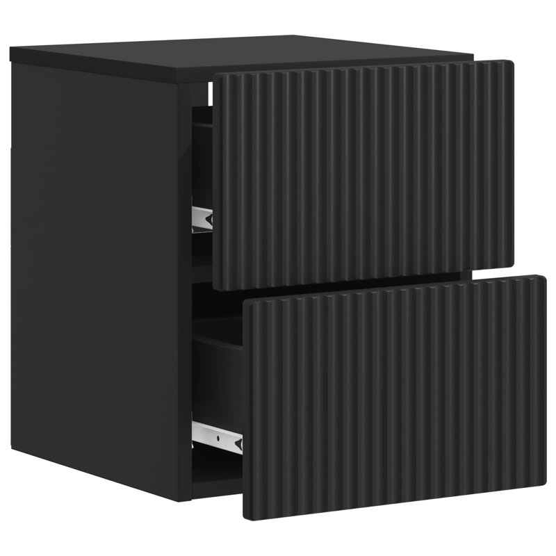 33cm W Manufactured Wood Bedside Table, Black
