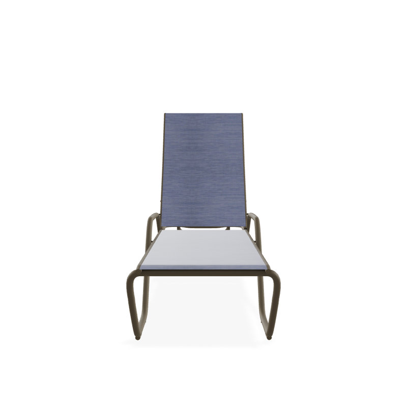 Outdoor Rust-Resistant Metal Chaise Lounge, Textured Beachwood, River