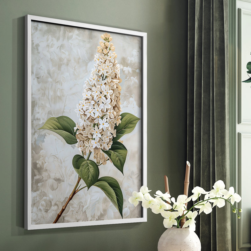 Série FLORAL CCL - reproduction encadrée de qualité supérieure - prête à être accrochée - aucun clou requis, Blanc