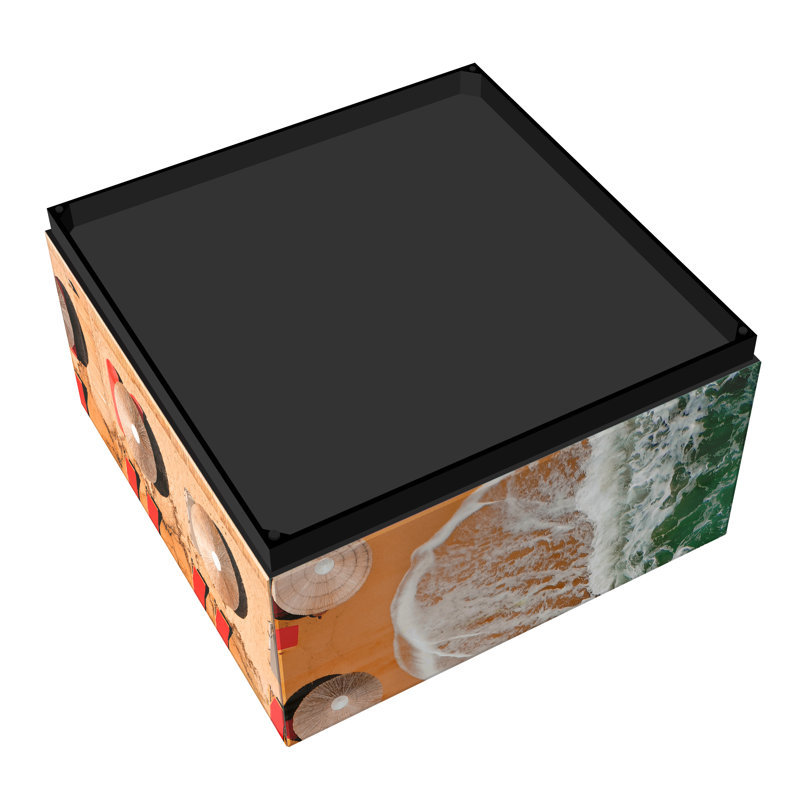 Beach Bliss Rectangular Glass and Wood Coffee Table
