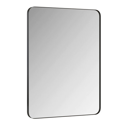 Wall Mirror 30x40 Inch Black Rectangular Metal Frame - Dressing For Bedroom, Bathroom, Living Room -proof, - Finish Mounted With , Design