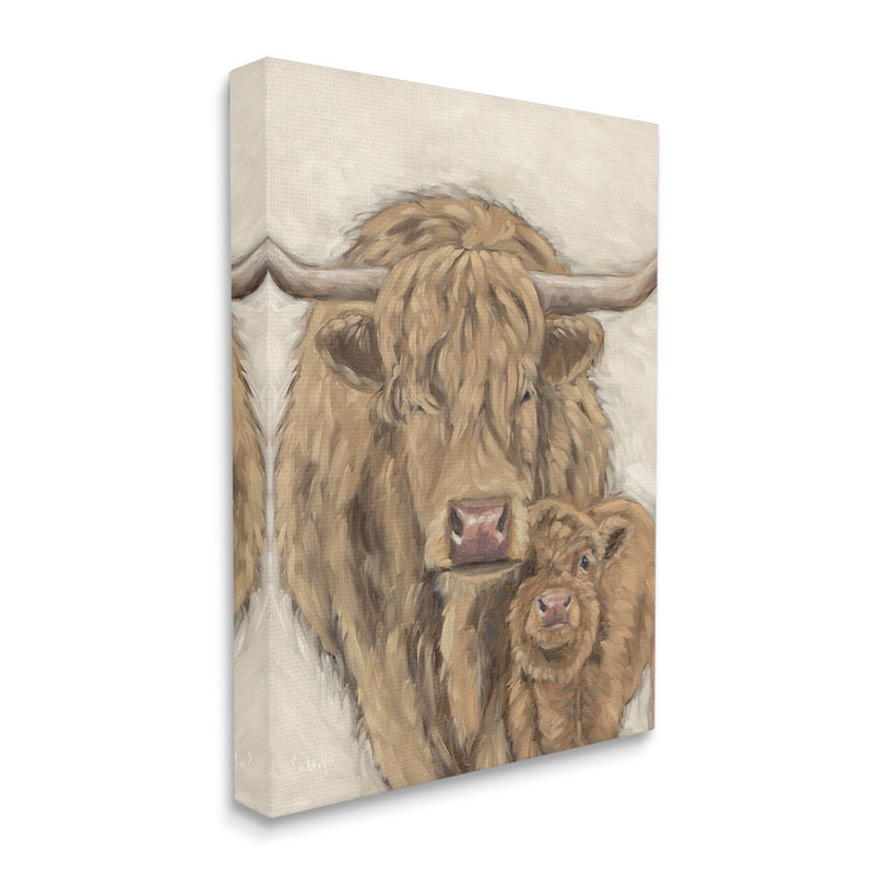 Art mural sur toile Highland Clever & Calf par Sara G. Designs, H 30 po x l 24 po