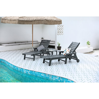 Of 2 Outdoor Grey Lounge Chairs. Oversized 5 Chaise With Wheels & Cup Holder. , Weather . . Easy Assembly Process. 500Lbs Capacity. Modern Lawn Furniture Chair For Outdoors. Patio . Materials. Pool,