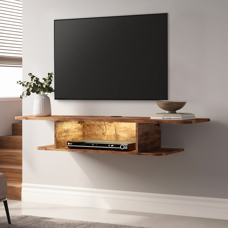 Rik Unfinished Floating TV Stand for TVs up to 65", Rustic Brown